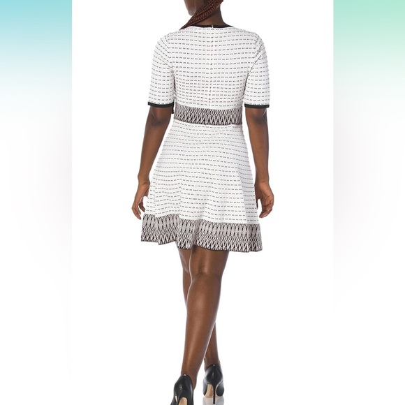 Shoshanna  Mesa  Navy Ivory Blush Metallic  Ribbed  Striped  Dress (6) - Picture 2 of 8